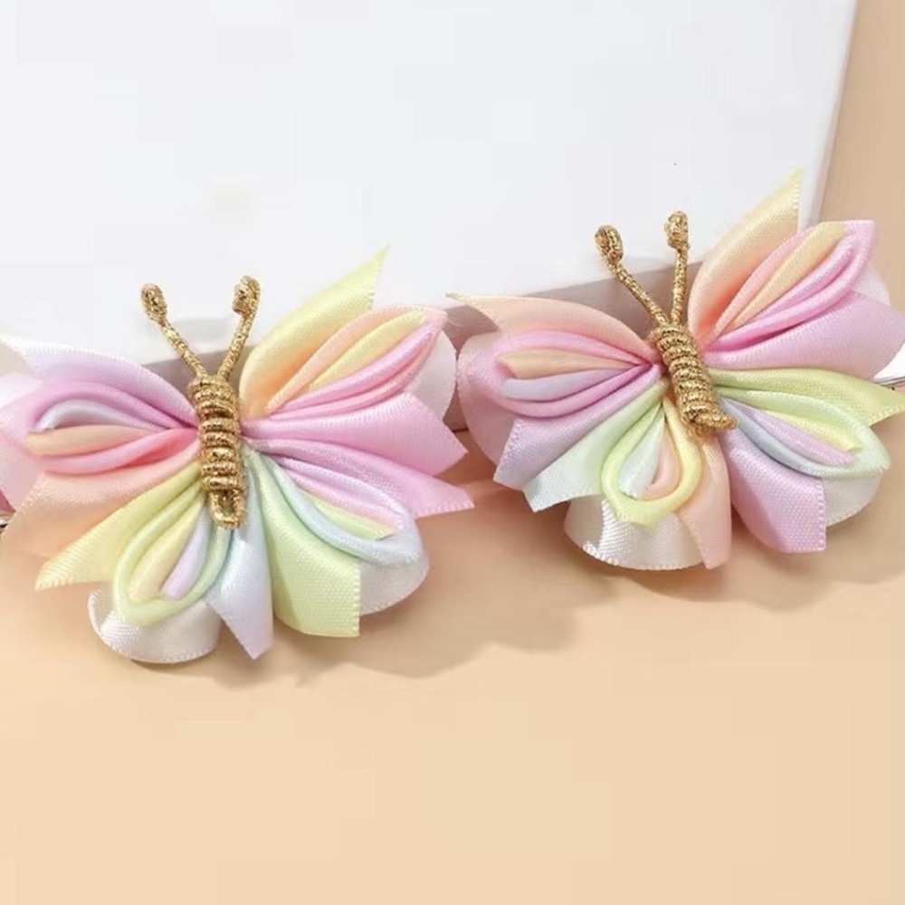 Mixed Pastel Butterfly Hair Clip with Glitter Embellishments -Hair Accessories